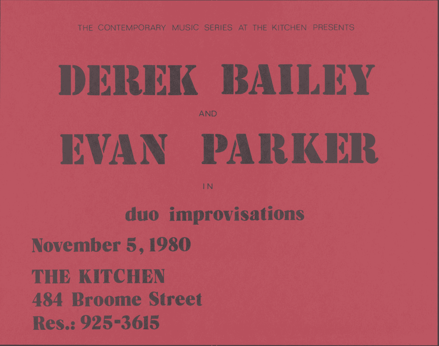 Duo Improvisations, 1980