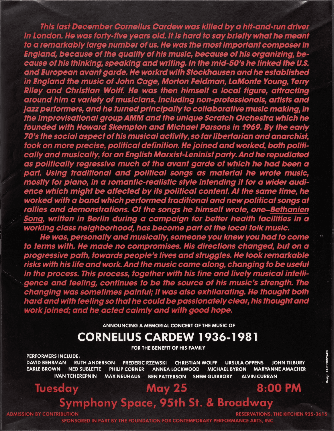 The Music Of Cornelius Cardew, 1982